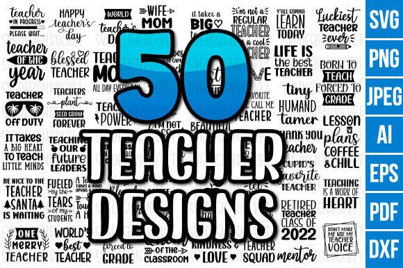 50 Teacher SVG Bundle: Graphics for Crafts