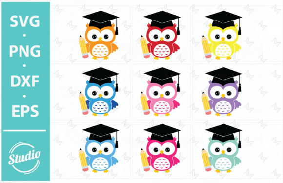 Graduation Owl Graphics for Crafts & Branding